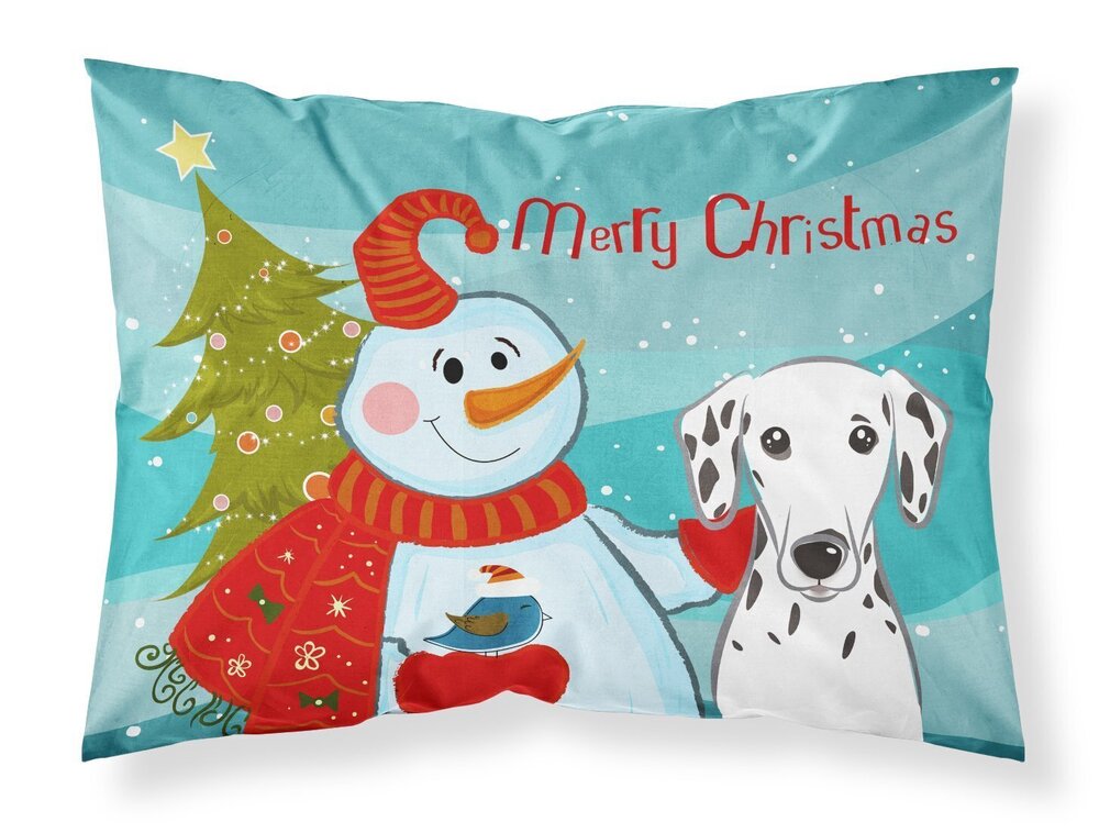 5787 BB1830PILLOWCASE Snowman with Dalmatian Fabric Standard Pillowcase